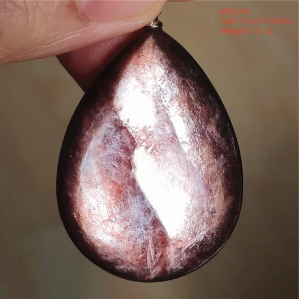 Natural Lepidolite, Red Tourmaline & Clear Quartz Pendant