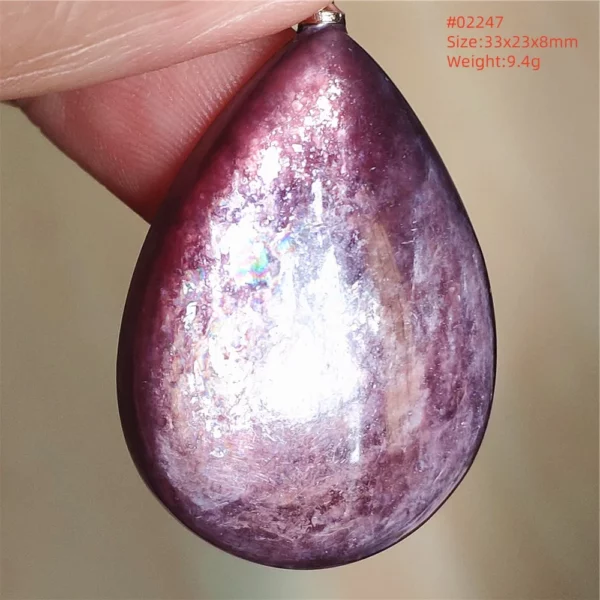 Natural Lepidolite, Red Tourmaline & Clear Quartz Pendant