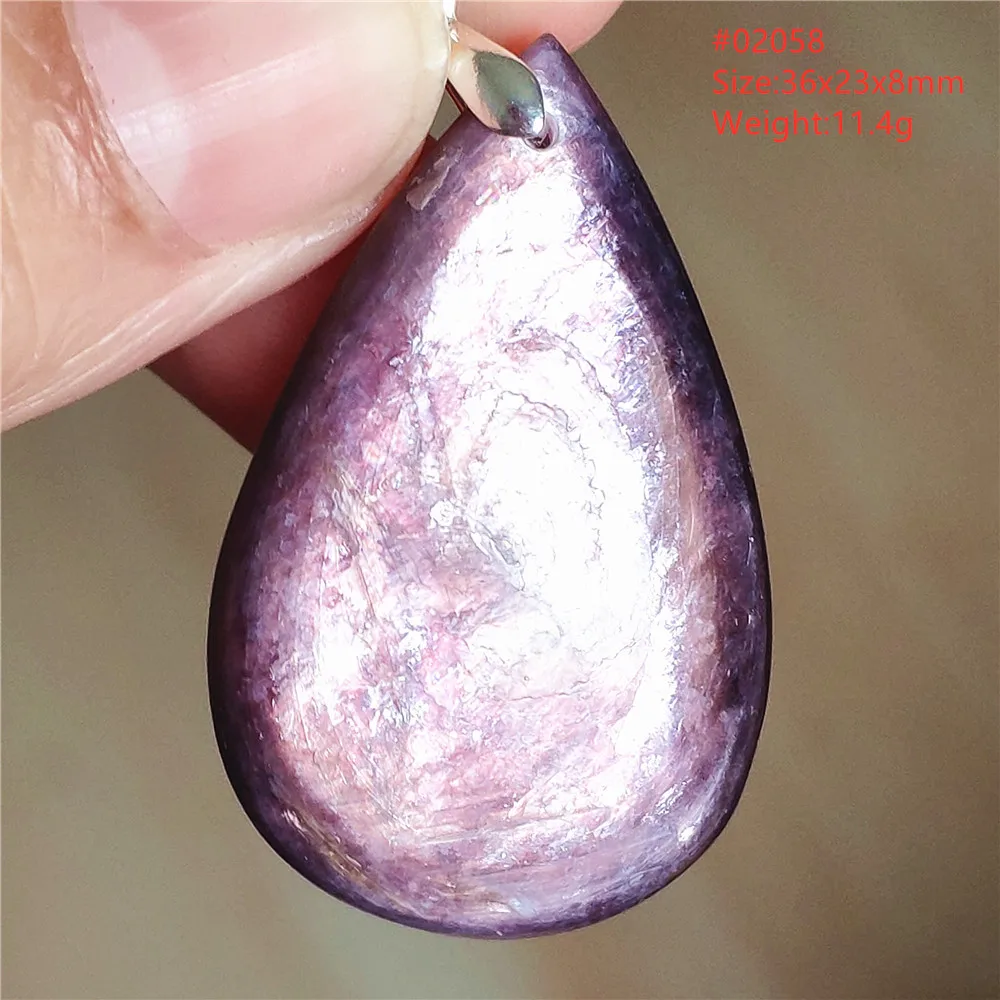 Natural Lepidolite, Red Tourmaline & Clear Quartz Pendant - Image 54