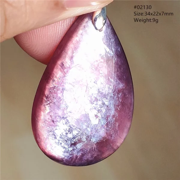 Natural Lepidolite, Red Tourmaline & Clear Quartz Pendant
