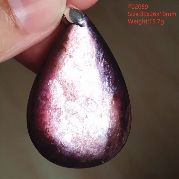 Natural Lepidolite, Red Tourmaline & Clear Quartz Pendant