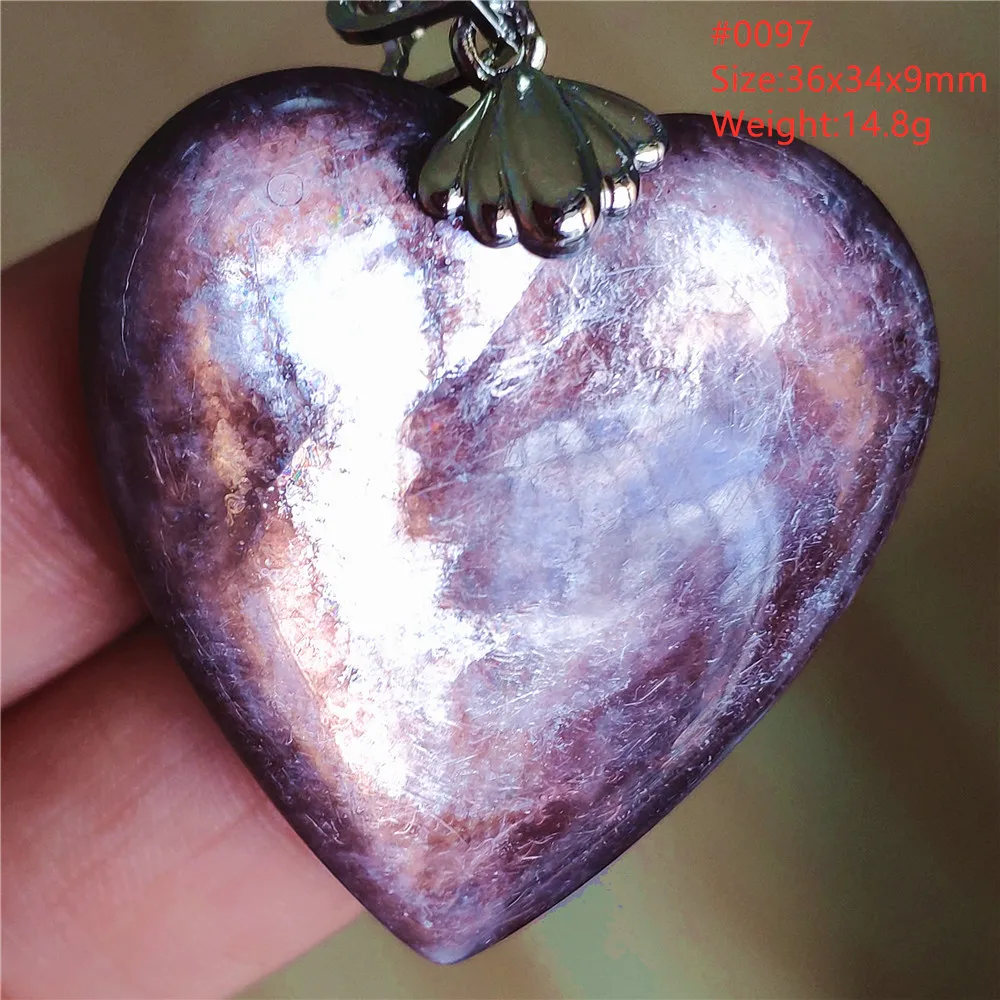 Natural Lepidolite, Red Tourmaline & Clear Quartz Pendant - Image 3