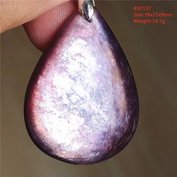 Natural Lepidolite, Red Tourmaline & Clear Quartz Pendant