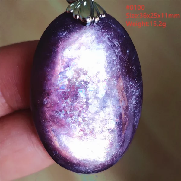 Natural Lepidolite, Red Tourmaline & Clear Quartz Pendant