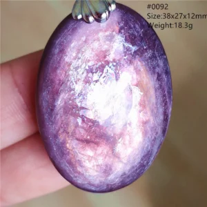 Natural Lepidolite, Red Tourmaline & Clear Quartz Pendant - Image 69