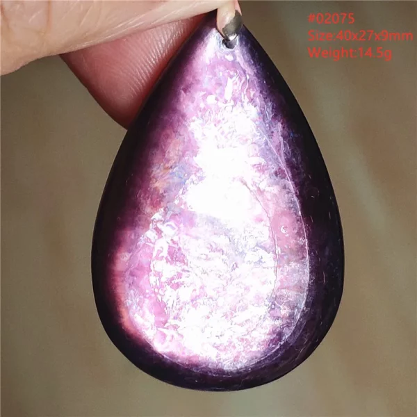 Natural Lepidolite, Red Tourmaline & Clear Quartz Pendant