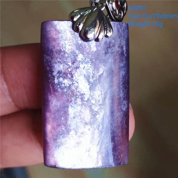 Natural Lepidolite, Red Tourmaline & Clear Quartz Pendant