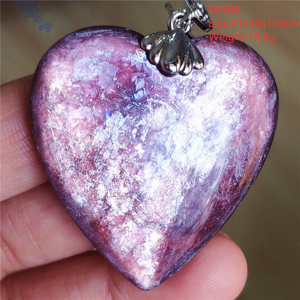 Natural Lepidolite, Red Tourmaline & Clear Quartz Pendant - Image 6