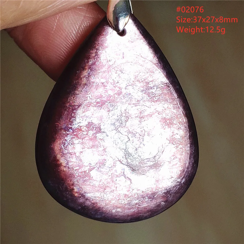 Natural Lepidolite, Red Tourmaline & Clear Quartz Pendant - Image 11