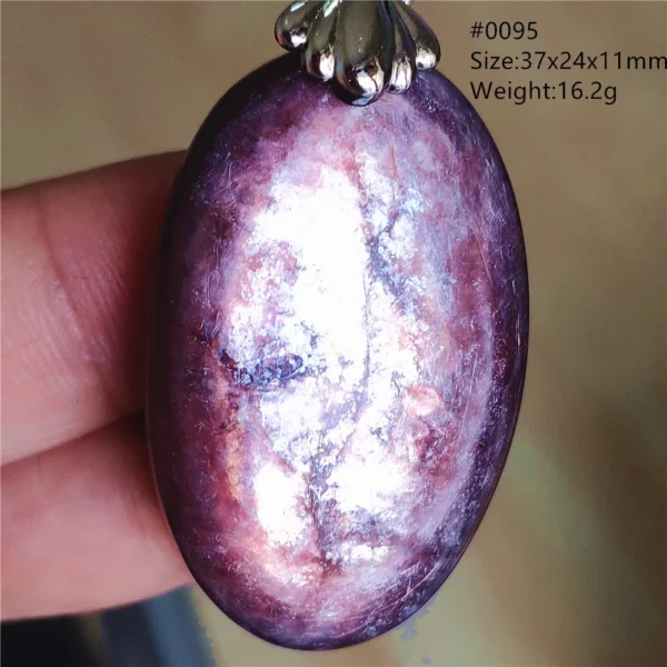 Natural Lepidolite, Red Tourmaline & Clear Quartz Pendant