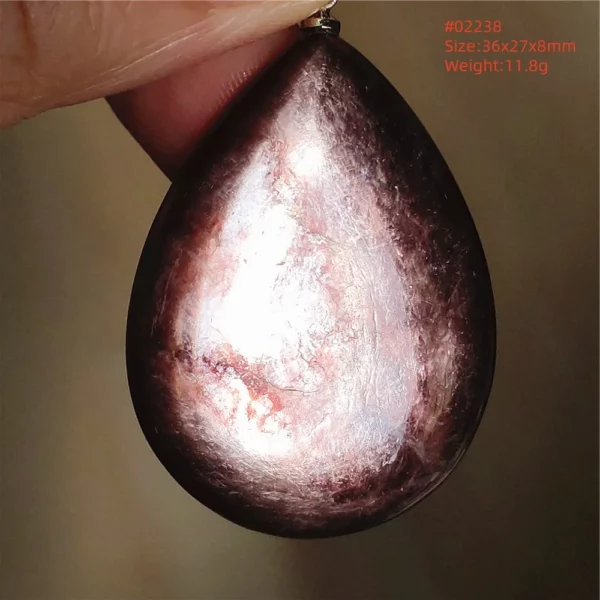 Natural Lepidolite, Red Tourmaline & Clear Quartz Pendant