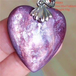 Natural Lepidolite, Red Tourmaline & Clear Quartz Pendant - Image 8