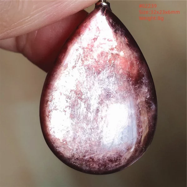 Natural Lepidolite, Red Tourmaline & Clear Quartz Pendant