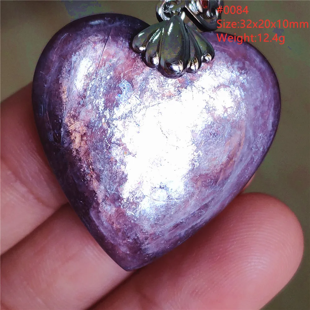 Natural Lepidolite, Red Tourmaline & Clear Quartz Pendant - Image 7