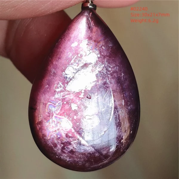 Natural Lepidolite, Red Tourmaline & Clear Quartz Pendant