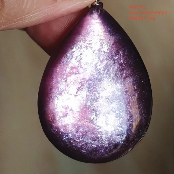 Natural Lepidolite, Red Tourmaline & Clear Quartz Pendant