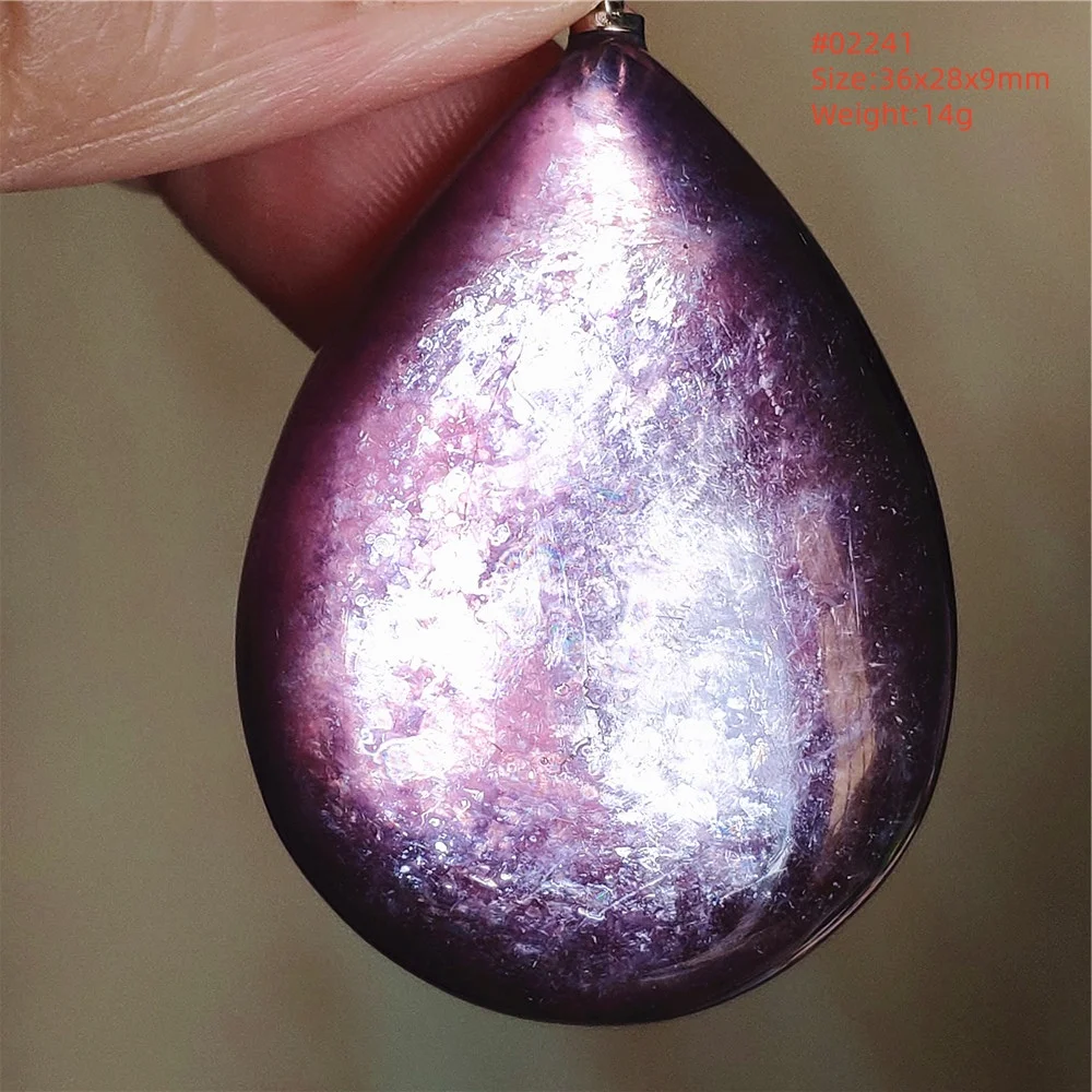 Natural Lepidolite, Red Tourmaline & Clear Quartz Pendant - Image 53