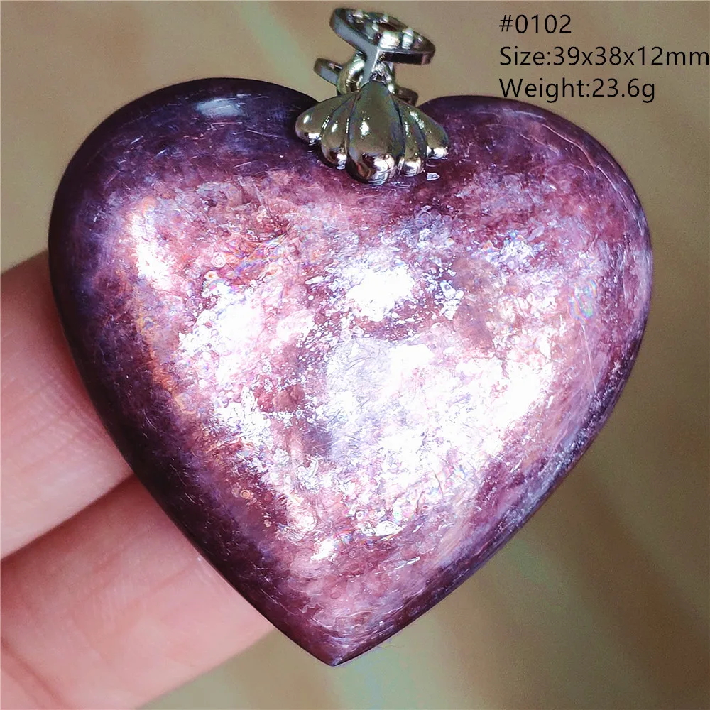 Natural Lepidolite, Red Tourmaline & Clear Quartz Pendant - Image 1