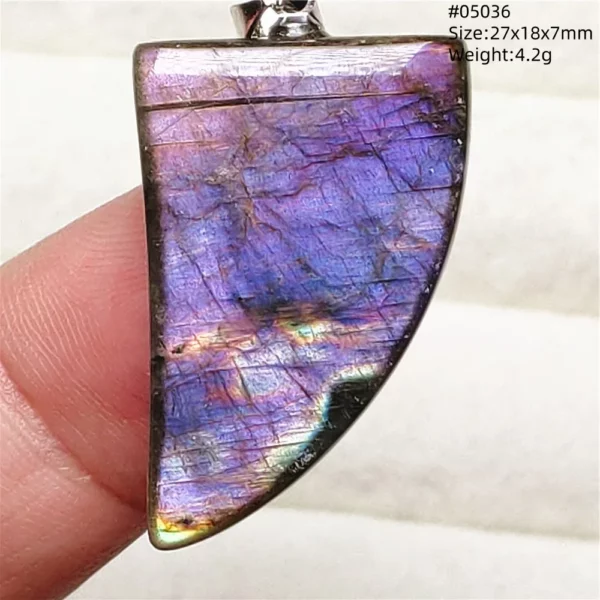 Natural Purple Light Labradorite Pendant Jewelry Pure Flash Purple Labradorite 50x30x7mm Necklace Women Men AAAAAA