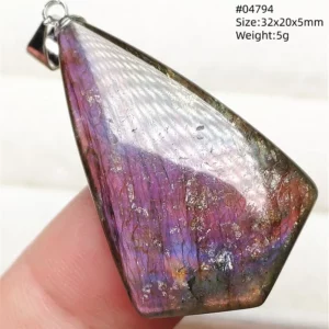 Natural Purple Light Labradorite Pendant Jewelry Pure Flash Purple Labradorite 50x30x7mm Necklace Women Men AAAAAA - Image 14