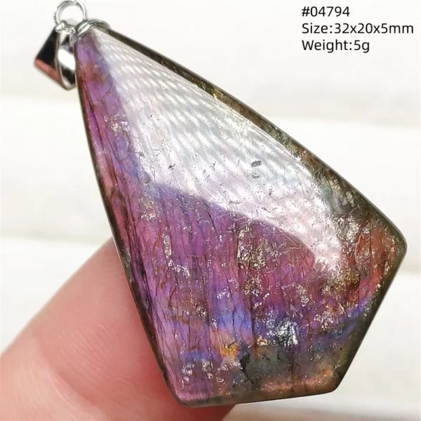 Natural Purple Light Labradorite Pendant Jewelry Pure Flash Purple Labradorite 50x30x7mm Necklace Women Men AAAAAA
