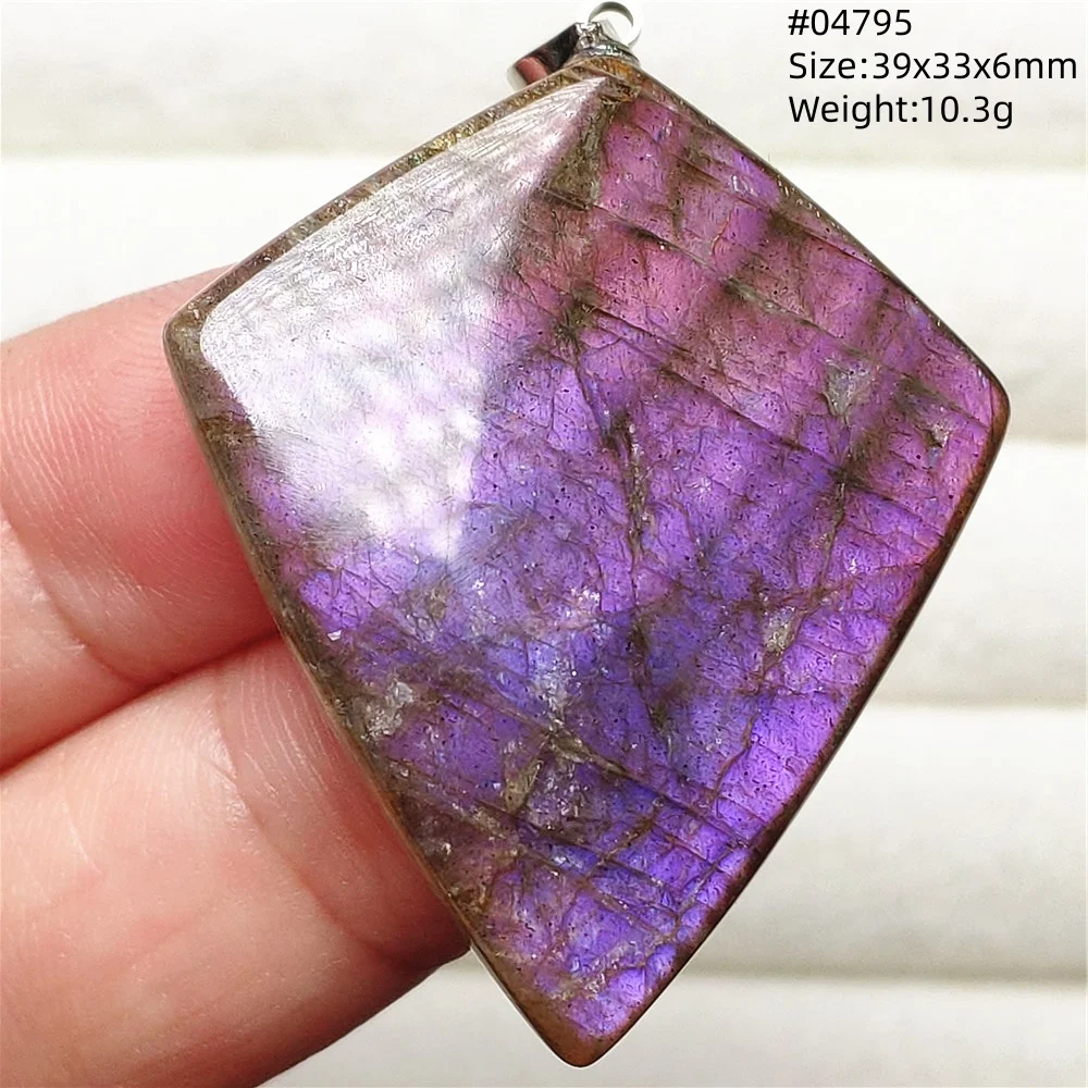 Natural Purple Light Labradorite Pendant Jewelry Pure Flash Purple Labradorite 50x30x7mm Necklace Women Men AAAAAA - Image 9