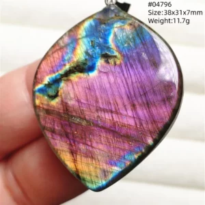 Natural Purple Light Labradorite Pendant Jewelry Pure Flash Purple Labradorite 50x30x7mm Necklace Women Men AAAAAA - Image 8