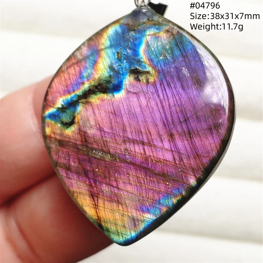 Natural Purple Light Labradorite Pendant Jewelry Pure Flash Purple Labradorite 50x30x7mm Necklace Women Men AAAAAA - Image 8