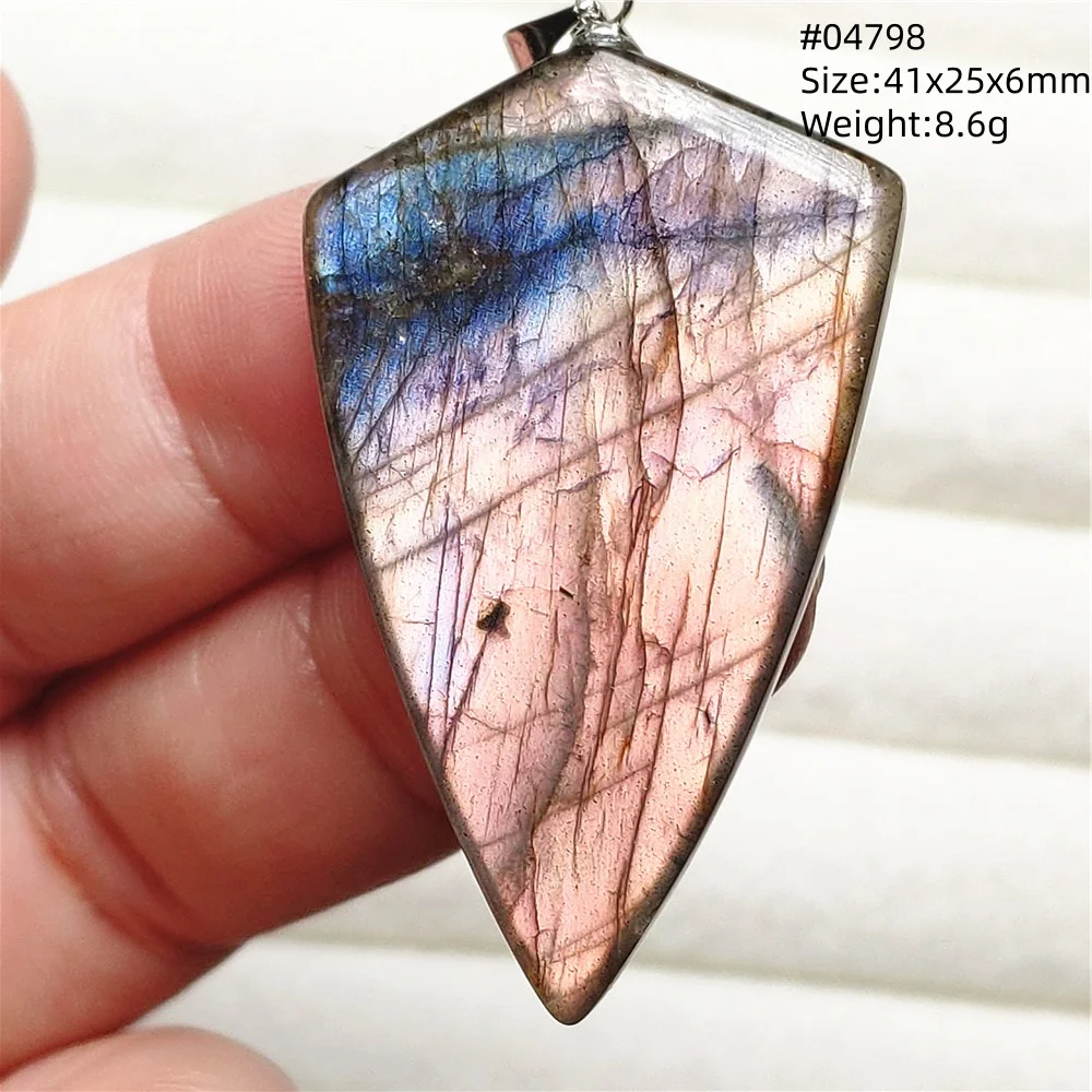 Natural Purple Light Labradorite Pendant Jewelry Pure Flash Purple Labradorite 50x30x7mm Necklace Women Men AAAAAA - Image 7