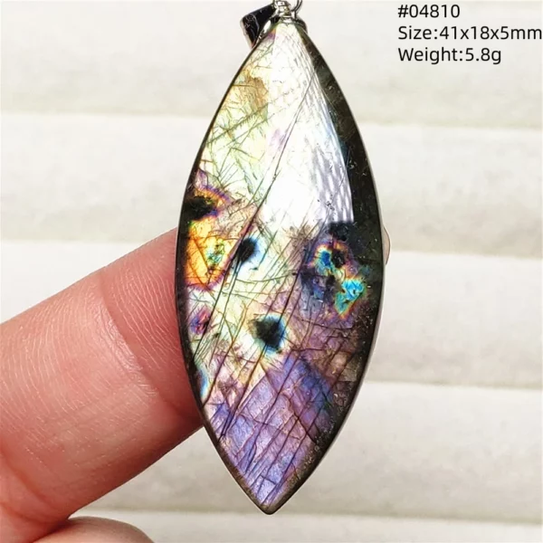 Natural Purple Light Labradorite Pendant Jewelry Pure Flash Purple Labradorite 50x30x7mm Necklace Women Men AAAAAA