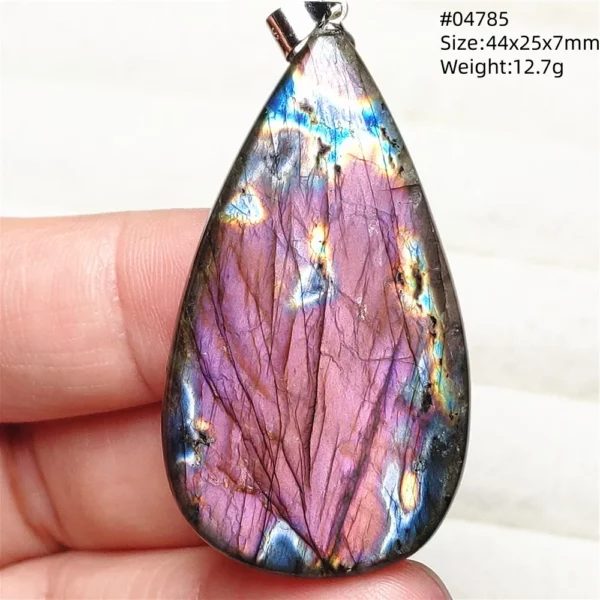 Natural Purple Light Labradorite Pendant Jewelry Pure Flash Purple Labradorite 50x30x7mm Necklace Women Men AAAAAA