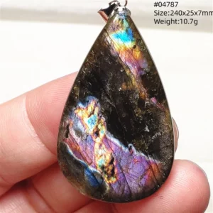 Natural Purple Light Labradorite Pendant Jewelry Pure Flash Purple Labradorite 50x30x7mm Necklace Women Men AAAAAA - Image 13