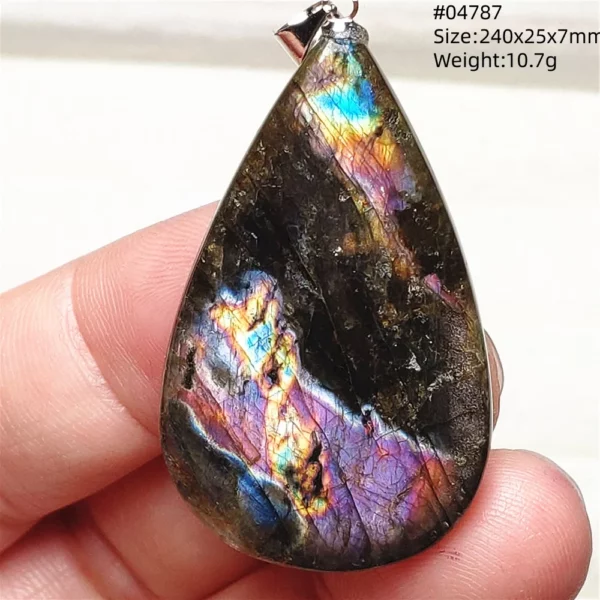 Natural Purple Light Labradorite Pendant Jewelry Pure Flash Purple Labradorite 50x30x7mm Necklace Women Men AAAAAA