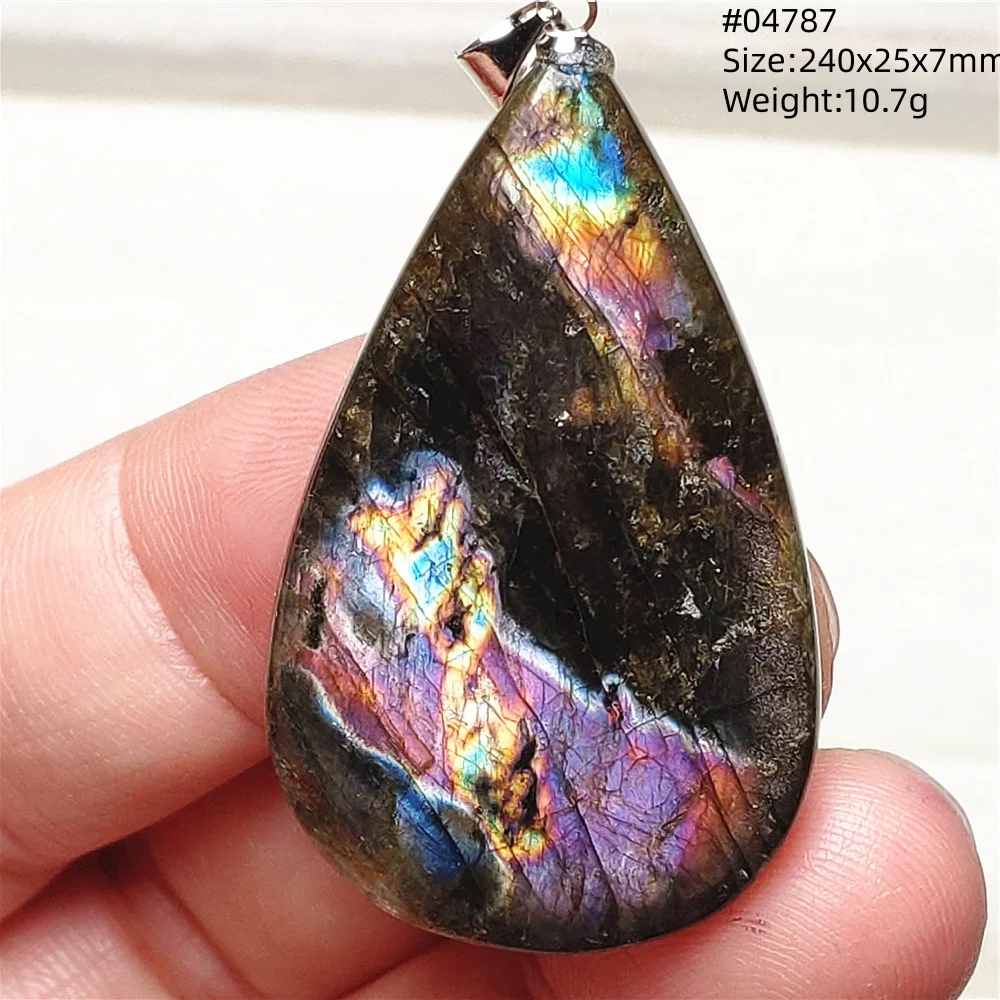 Natural Purple Light Labradorite Pendant Jewelry Pure Flash Purple Labradorite 50x30x7mm Necklace Women Men AAAAAA - Image 13