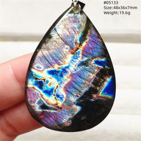 Natural Purple Light Labradorite Pendant Jewelry Pure Flash Purple Labradorite 50x30x7mm Necklace Women Men AAAAAA