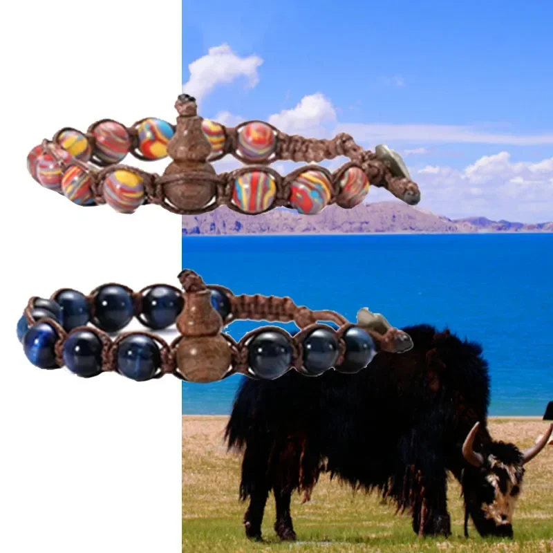 Natural Stone Beads Tibetan Buddhist Bracelet for Men Ruyi Gourd Meditation Mantra Bracelet for Men Yoga Jewelry for Women - Image 2