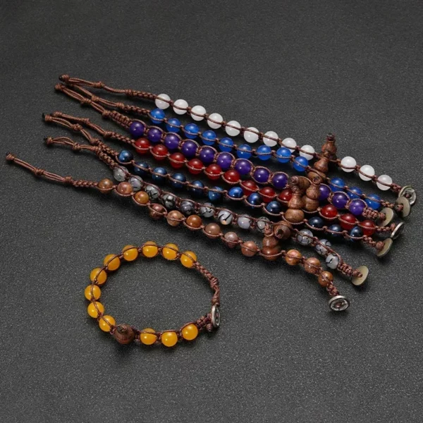 Natural Stone Beads Tibetan Buddhist Bracelet for Men Ruyi Gourd Meditation Mantra Bracelet for Men Yoga Jewelry for Women