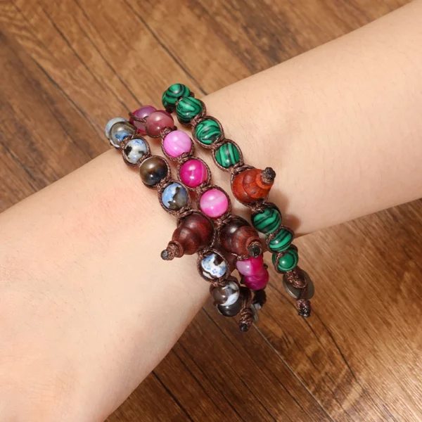 Natural Stone Hand-Woven Bracelet Ladies Men Lucky Charms Adjustable Yoga Bracelet Friendship Jewelry Gift Braccialetto Tibetano