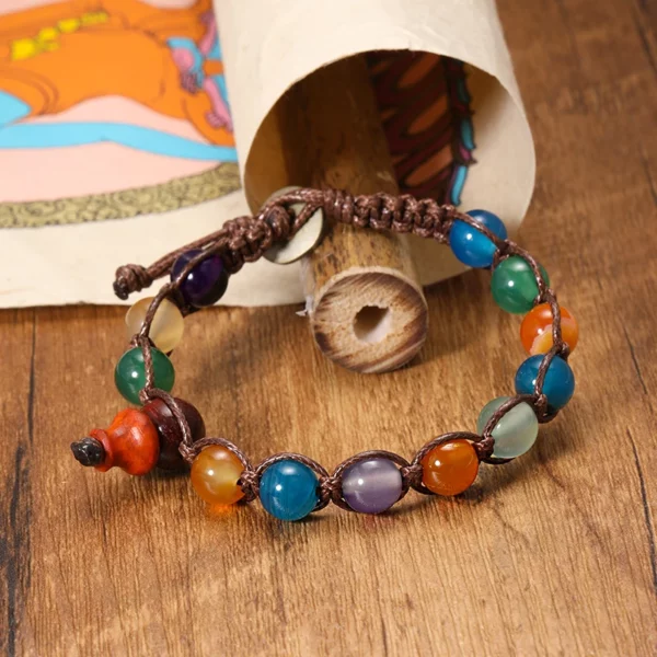 Natural Stone Hand-Woven Bracelet Ladies Men Lucky Charms Adjustable Yoga Bracelet Friendship Jewelry Gift Braccialetto Tibetano
