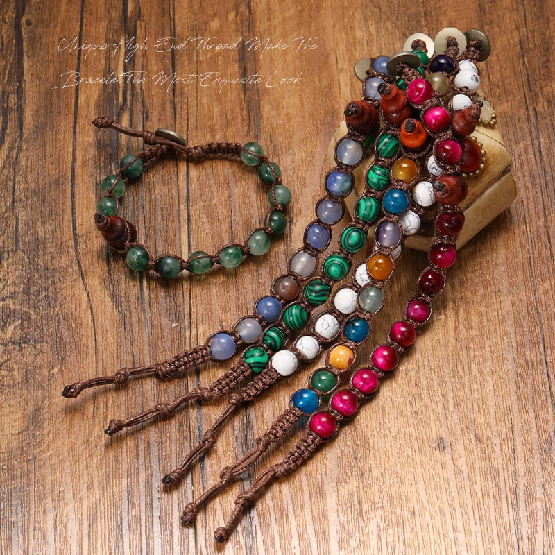 Natural Stone Hand-Woven Bracelet Ladies Men Lucky Charms Adjustable Yoga Bracelet Friendship Jewelry Gift Braccialetto Tibetano - Image 6