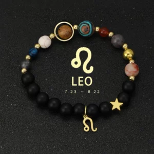 Natural Stone Solar System Eight Planets 12 Zodiac Signs Crystal Stone Bracelet Birthday Gift Zodiac Charm Bracelet Libra Leo - Image 2