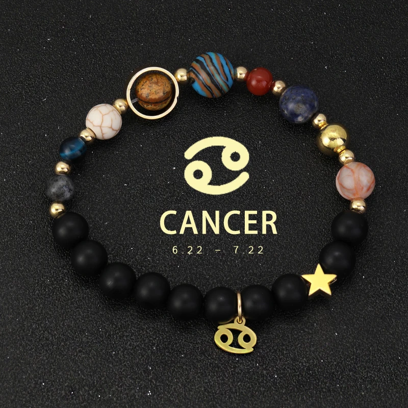 Natural Stone Solar System Eight Planets 12 Zodiac Signs Crystal Stone Bracelet Birthday Gift Zodiac Charm Bracelet Libra Leo - Image 10