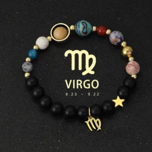 Natural Stone Solar System Eight Planets 12 Zodiac Signs Crystal Stone Bracelet Birthday Gift Zodiac Charm Bracelet Libra Leo - Image 7