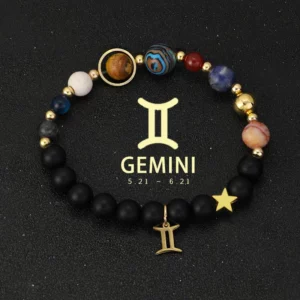 Natural Stone Solar System Eight Planets 12 Zodiac Signs Crystal Stone Bracelet Birthday Gift Zodiac Charm Bracelet Libra Leo - Image 13