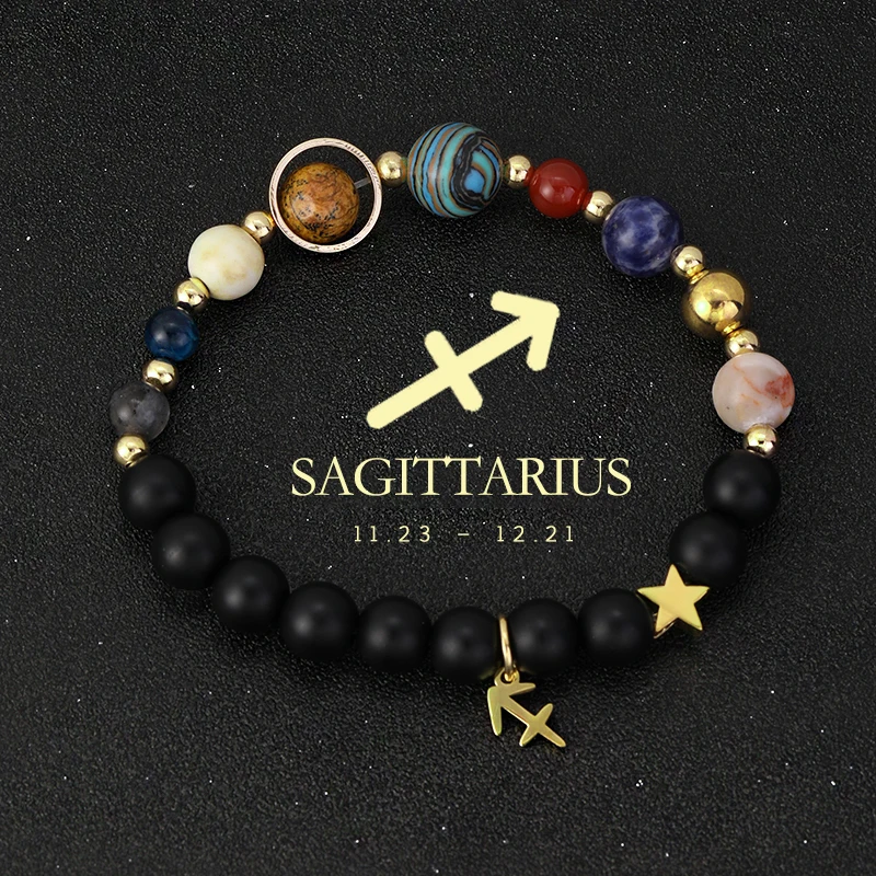 Natural Stone Solar System Eight Planets 12 Zodiac Signs Crystal Stone Bracelet Birthday Gift Zodiac Charm Bracelet Libra Leo - Image 9