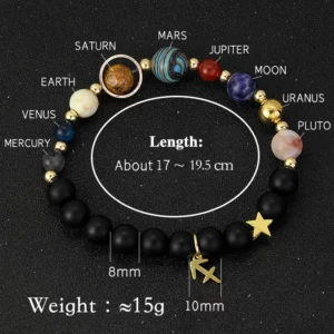 Natural Stone Solar System Eight Planets 12 Zodiac Signs Crystal Stone Bracelet Birthday Gift Zodiac Charm Bracelet Libra Leo - Image 5