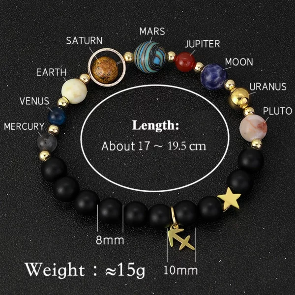 Natural Stone Solar System Eight Planets 12 Zodiac Signs Crystal Stone Bracelet Birthday Gift Zodiac Charm Bracelet Libra Leo