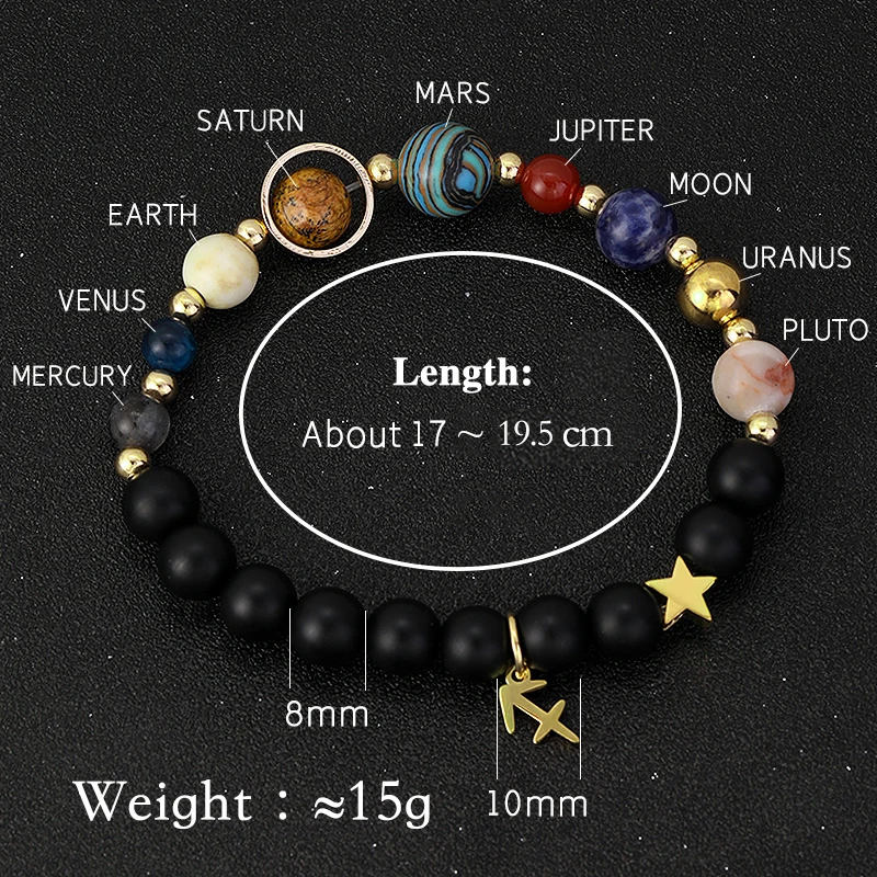 Natural Stone Solar System Eight Planets 12 Zodiac Signs Crystal Stone Bracelet Birthday Gift Zodiac Charm Bracelet Libra Leo - Image 5