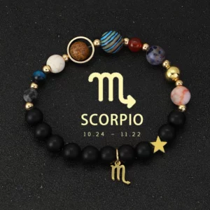 Natural Stone Solar System Eight Planets 12 Zodiac Signs Crystal Stone Bracelet Birthday Gift Zodiac Charm Bracelet Libra Leo - Image 11