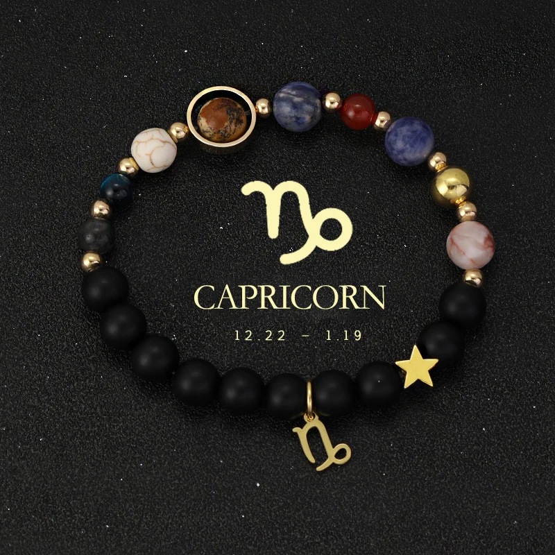 Natural Stone Solar System Eight Planets 12 Zodiac Signs Crystal Stone Bracelet Birthday Gift Zodiac Charm Bracelet Libra Leo - Image 12